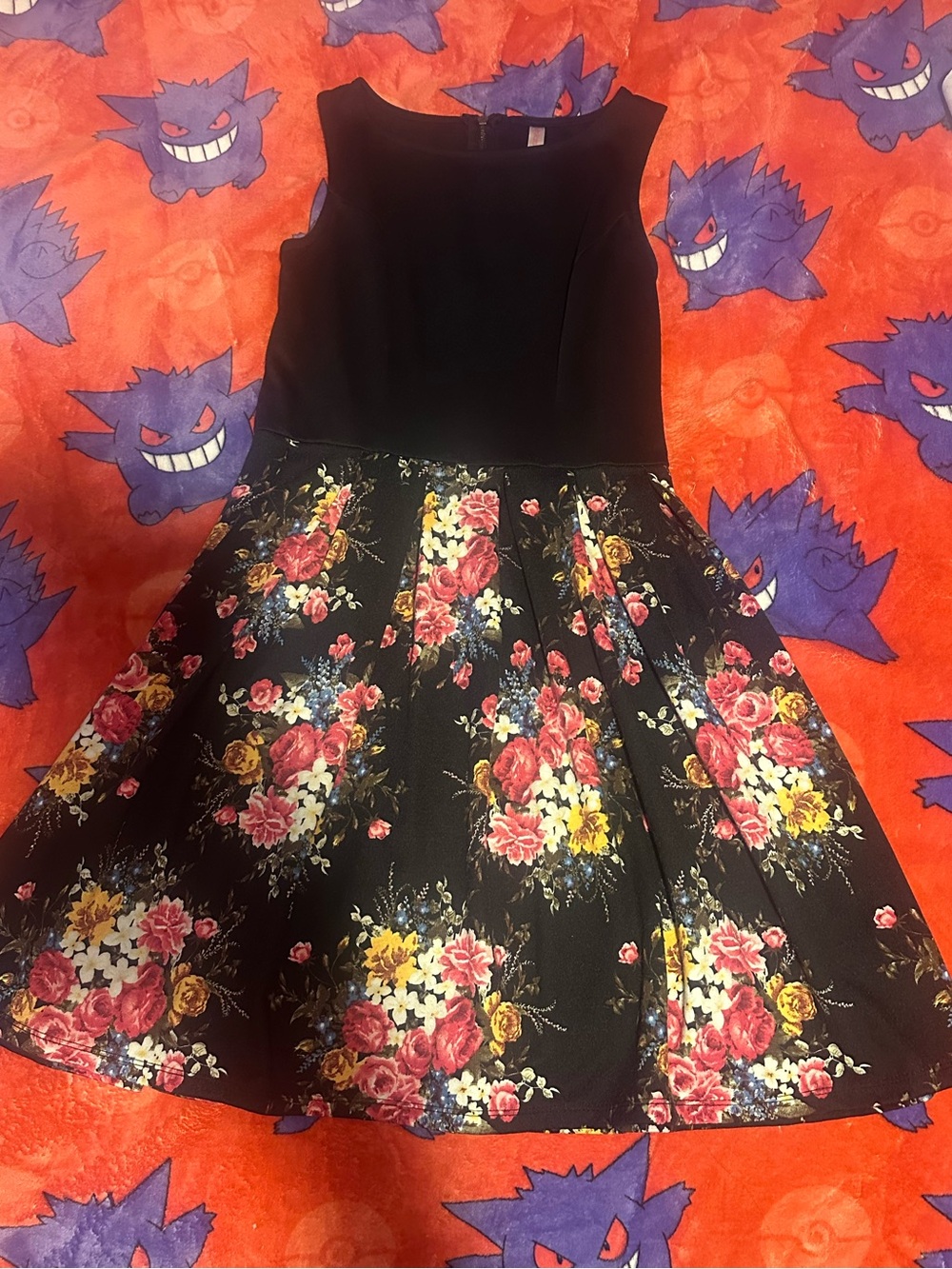 Xhilaration Black Floral Fit & Flare Dress